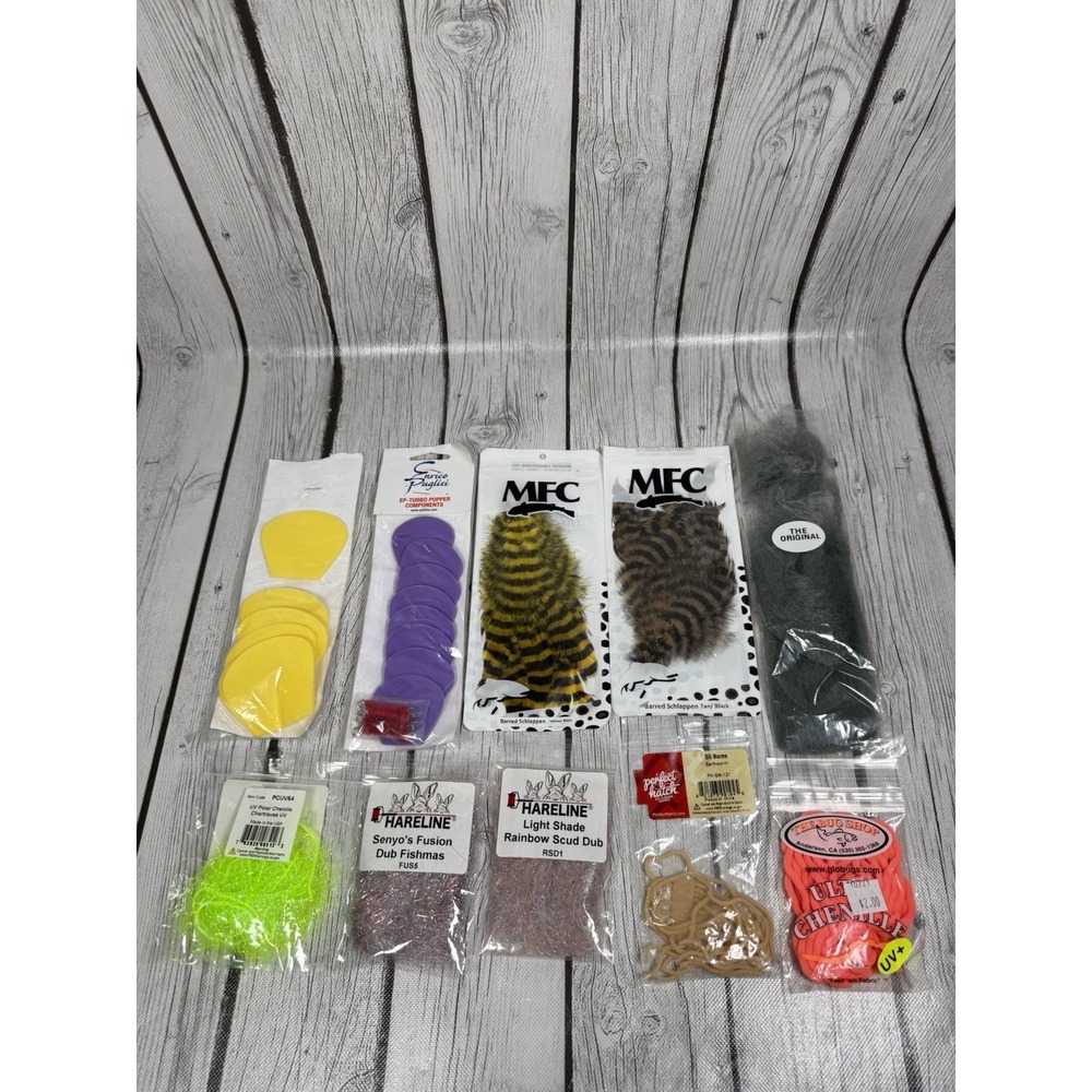 Fly Tying Materials Lot MFC Hareline Enrico Puglisi Feathers Dubbing Popper Foam